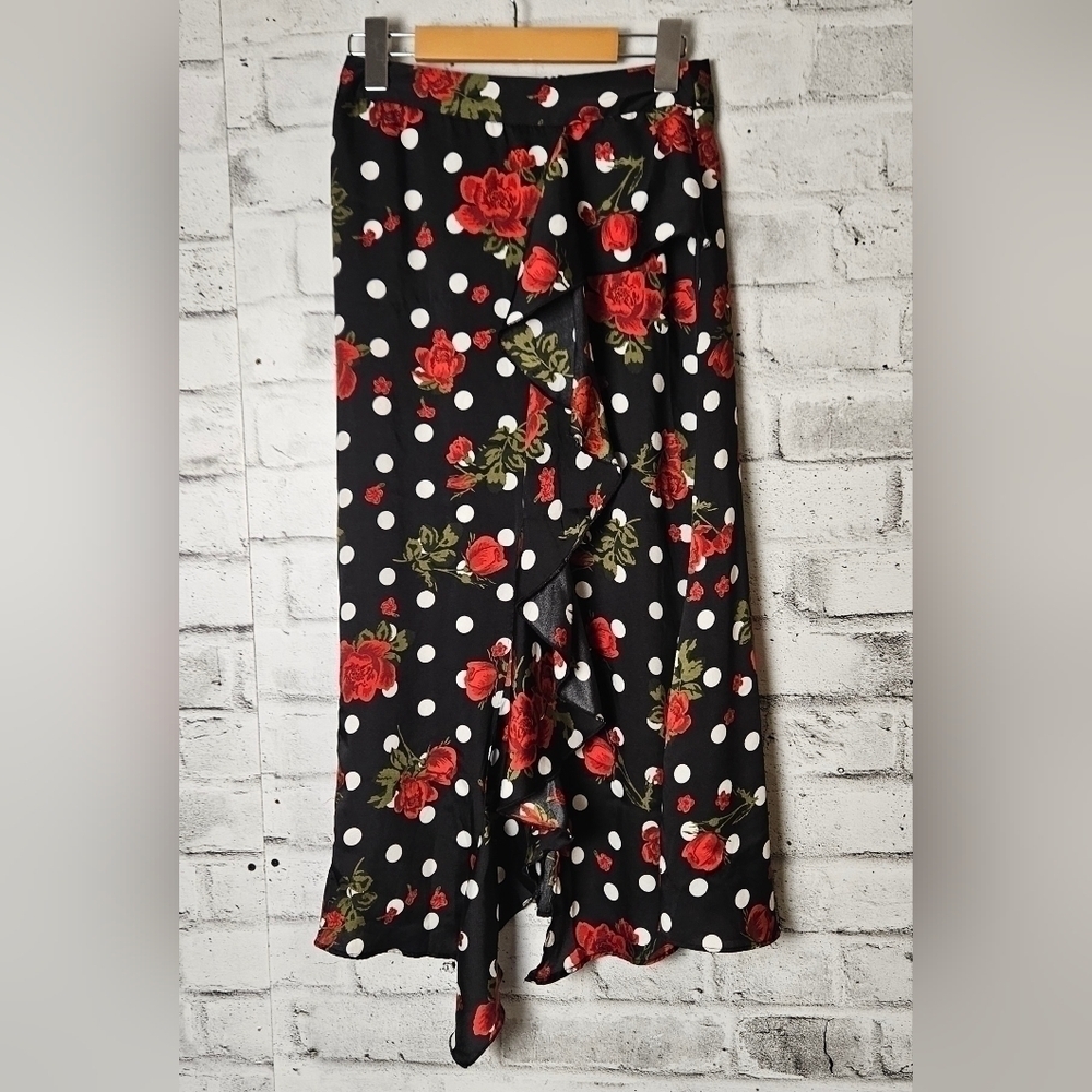 ZARA Floral Polka Dot Ruffle Maxi Skirt – XS Retro Cottagecore Chic